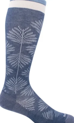 Full Floral Knee-High - Denim Moderate Compression (15-20mmHg)